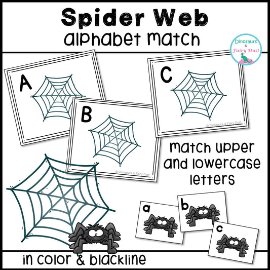 Spider Web Alphabet Match Activity Cards