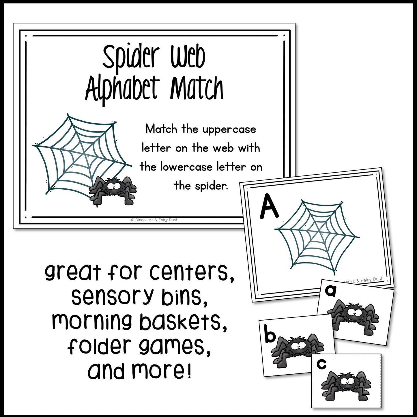 Spider Web Alphabet Match Activity Cards