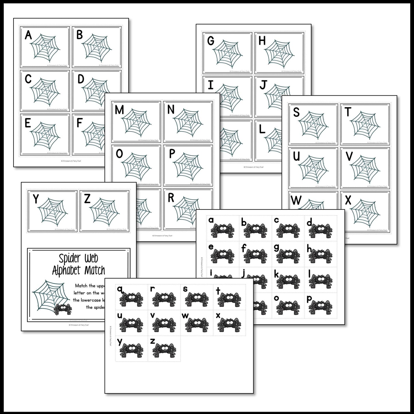 Spider Web Alphabet Match Activity Cards
